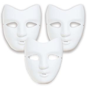 Grimeer masker DIY - 3x - wit - van kunststof - met elastiekje - volwassenen