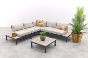 Garden Impressions Nicolle loungeset - Carbon black - Zand - 5-delig