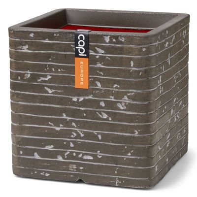 Capi Bloempot Nature Row vierkant 40x40x40 cm olijfgroen Capi Bloempot Nature Row vierkant 40x40x40 cm olijfgroen