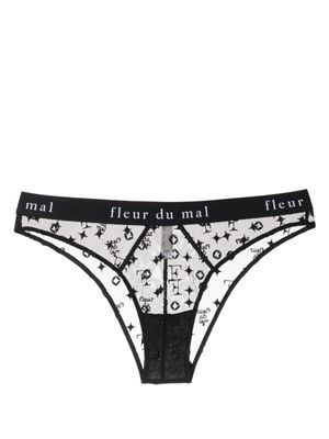 Fleur Du Mal culotte à motif monogrammé brodé - Noir