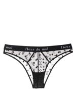 Fleur Du Mal culotte Cheeky à motif monogrammé - Noir