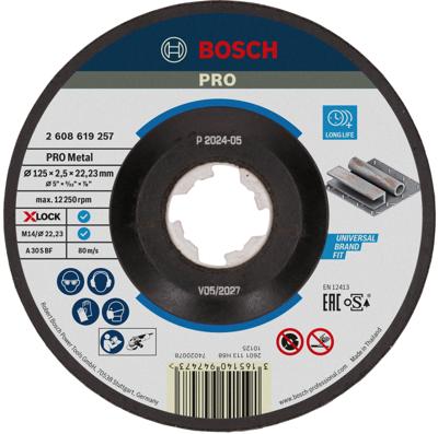 Bosch Accessoires X-LOCK Slijpschijf Expert for Metal 125x2.5x22.23mm, gebogen - 25 stuk(s) - 2608619257