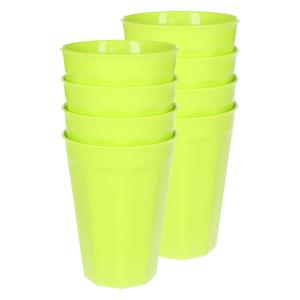 Verjaardag/kinder/camping drink bekers - 8x stuks - 300 ML - limegroen - kunststof - onbreekbaar