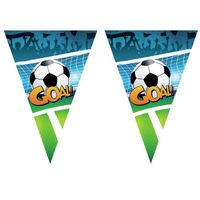 3x stuks voetbal thema vlaggetjes slingers/vlaggenlijnen groen/blauw van 5 meter - Vlaggenlijnen