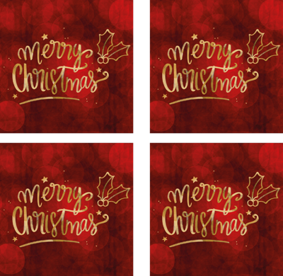 Kerst onderzetters Vrolijk kerstfeest in het rood