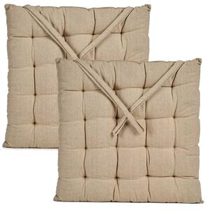 Stoelkussen Decorama - 2x - binnen/buiten - creme wit - 40 x 40 x 5 cm - polyester