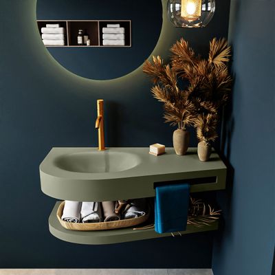 MONDIAZ RIVA 100cm Wastafel met planchet kleur Army. Wastafel DULCET links 1 kraangaten kleur Army. MONDIAZ RIVA 100cm Wastafel met planchet kleur Army. Wastafel DULCET links 1 kraangaten kleur Army.