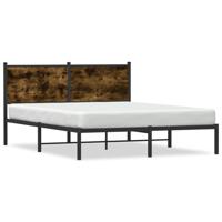 Bedframe met hoofdbord metaal gerookt eikenkleurig 140x190 cm