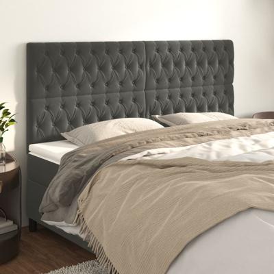 Hoofdborden 4 st 90x7x78/88 cm fluweel donkergrijs