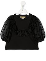 Stella McCartney Kids blouse crop à pois - Noir