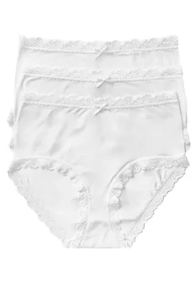 Nina von C 3-pack dames Taille slips - Kanten modal dames onderbroek - Katoenen kruisje