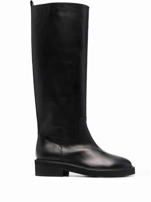 Via Roma 15 bottes en cuir à bout rond - Noir