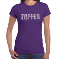 Glitter t-shirt paars Topper rhinestones steentjes voor dames - Glitter shirt/ outfit - thumbnail