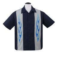 Steady Flame &apos;n Hot Shirt Black Silver Blue-2XL