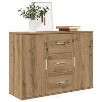 Dressoir 90x29,5x65 cm bewerkt hout artisanaal eikenkleur