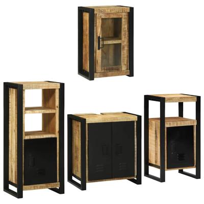 Badkamermeubelset Wandgemonteerd 4 pcs Bruin Massief Mango Hout