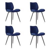 Bronx71 Velvet eetkamerstoel Toby donkerblauw - Eetkamerstoelen set Bronx71 Velvet eetkamerstoel Toby donkerblauw - Eetkamerstoelen set