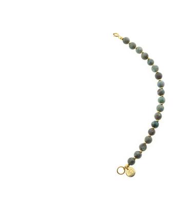 Solid Gold Tussenstuk Ketting Edelsteen 6mm Maifan Vintage Blauw