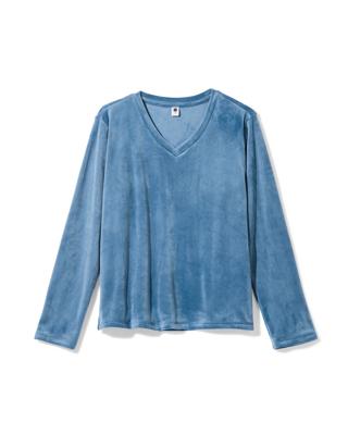 HEMA Dames loungetop velours middenblauw (middenblauw)