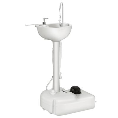 Campingwastafel met 17 Liter Watertank & Voetpomp & Handdoekhouder Mobiel Wasstation Spoelbak Handwasbak Draagbaar voor Tuin