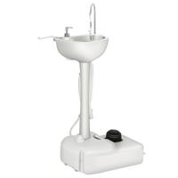Campingwastafel met 17 Liter Watertank & Voetpomp & Handdoekhouder Mobiel Wasstation Spoelbak Handwasbak Draagbaar voor Tuin
