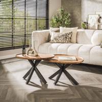 LifestyleFurn Organische Salontafel Cortnie Acaciahout, Set van 2 stuks - Massief acacia naturel - thumbnail