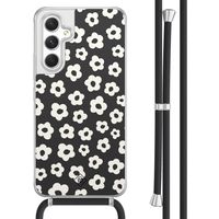 Samsung Galaxy A54 hoesje met koord - Retro bloempjes
