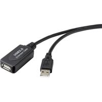 Renkforce USB-kabel USB 2.0 USB-A stekker, USB-A bus 10.00 m Zwart Actief met signaalversterking RF-4535084 - thumbnail