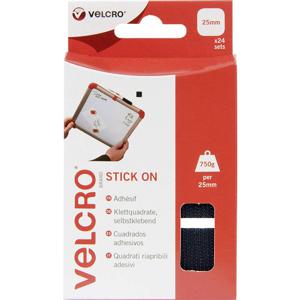 VELCRO® VEL-EC60236 Klittenband vierkanten Om vast te plakken Haak- en lusdeel (l x b) 25 mm x 25 mm Zwart 24 paar