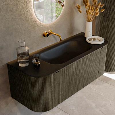 Badmeubel Mondiaz Kurve | 120 cm cm | Meubelkleur Shadow | Wastafelkleur Urban | Solid surface | Wasbak midden spoelbak | Zonder kraangat(en)