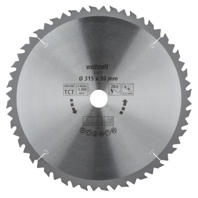 Wolfcraft HM Cirkelzaagblad | 28 td | Ø315 x 30 x 3,2mm | 1 stuk - 6742000