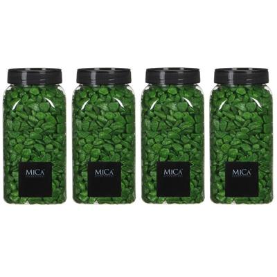 Mica Decorations decoratie steentjes - 4x - groen - 1 kilo - 650ml - hobby steentjes