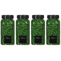 Mica Decorations decoratie steentjes - 4x - groen - 1 kilo - 650ml - hobby steentjes