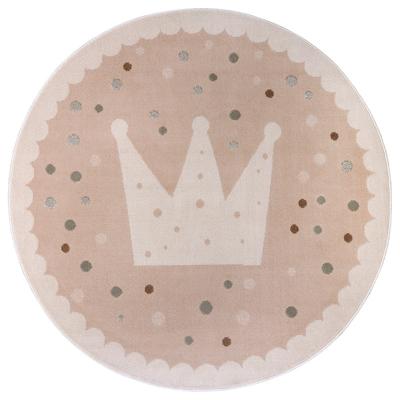 Vloerkleed Kids Crown Rond - Beige maat: xcm - materiaal: Polypropyleen - Dekbed-Discounter.nl