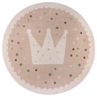 Vloerkleed Kids Crown Rond - Beige maat: xcm - materiaal: Polypropyleen - Dekbed-Discounter.nl