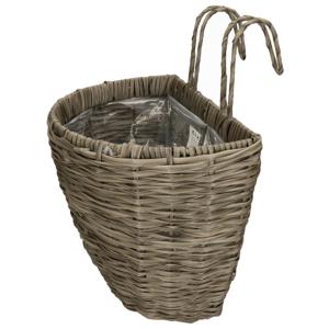 Balkonmand/plantenmand/plantenbak grijs rotan 38 cm