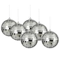 Grote discobal kerstballen - 6x stuks - zilver - 10 cm - foam - spiegelbollen