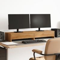 Monitorstandaard met lades 100x27x15 cm hout artisanaal eiken