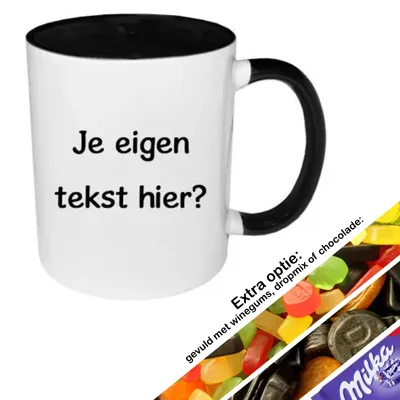 Mok met tekst (zwart)