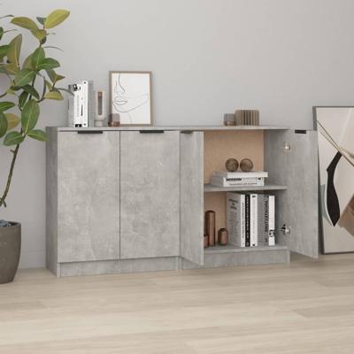 Dressoirs 2 st 60x30x70 cm bewerkt hout betongrijs