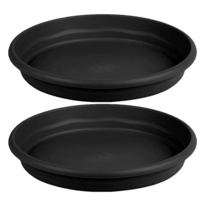 Opvangbord - 2x - zwart - kunststof - D16 cm - onderschaal/opvangbord