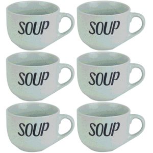 12x Groene soepbekers van aardewerk 11 cm 510 ml