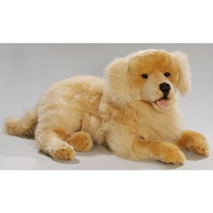 Grote liggende pluche knuffel golden retriever 60 cm