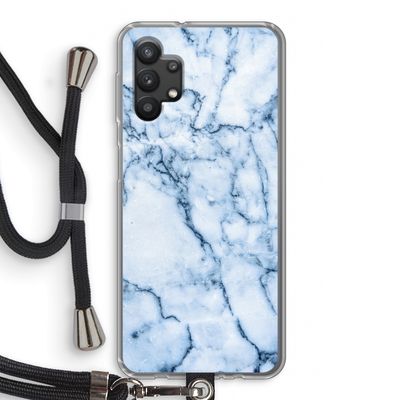 Blauw marmer: Samsung Galaxy A32 5G Transparant Hoesje met koord