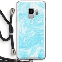 Waterverf blauw: Samsung Galaxy S9 Transparant Hoesje met koord