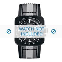 Nautica horlogeband A21500G Leder Zwart + zwart stiksel - thumbnail