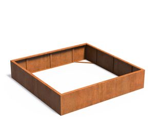 Cortenstaal plantenbak CARREZ zonder bodem 200x200x40cm.