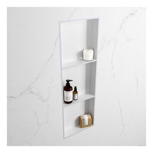 Wandnis Solid Surface Easy | In- en opbouw | 30x90x8 cm | 3 vakken | Cale/Talc