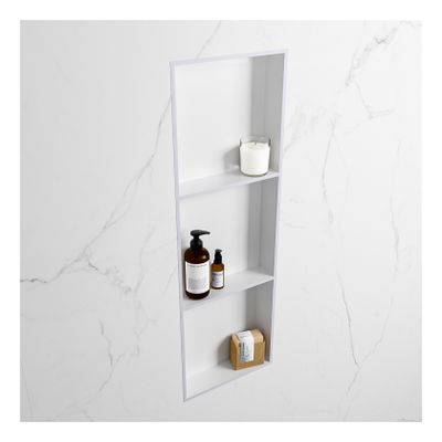 Wandnis Solid Surface Easy | In- en opbouw | 30x90x8 cm | 3 vakken | Cale/Talc