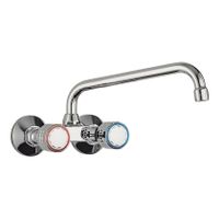 Keukenkraan Tres ESE-23 | Wandmontage | 360° Draaibaar | Mengkraan | 2-knops | Rond | Chroom
